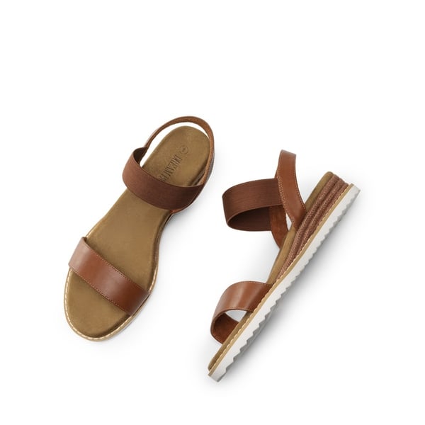 Ankle Elastic Strap Espadrille Flat Sandals - BROWN - 5